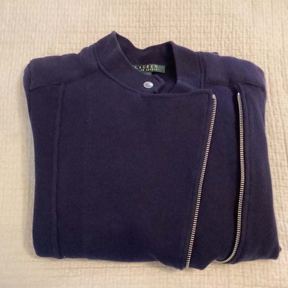 Ralph Lauren 100% cotton moto sweater, navy blue, size medium - Picture 5 of 12